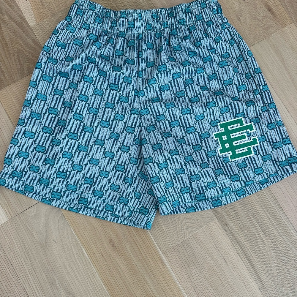 Eric Emanuel Teal Patterned Athletic Shorts